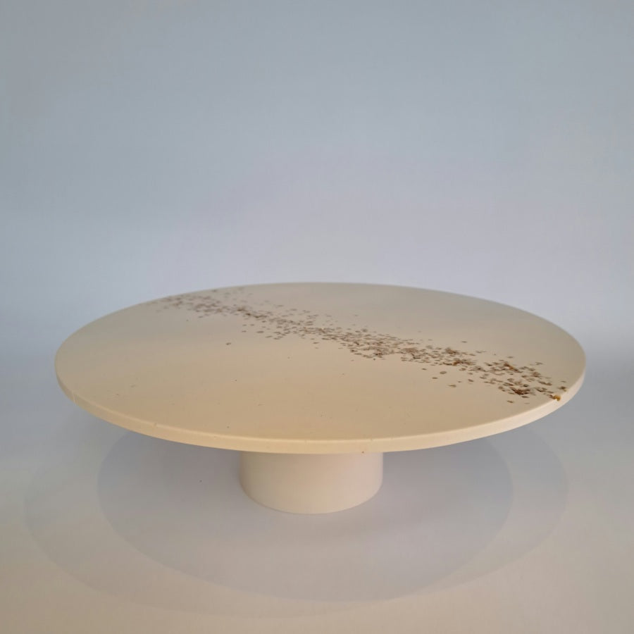 Taartplateau handgemaakt wit met goud