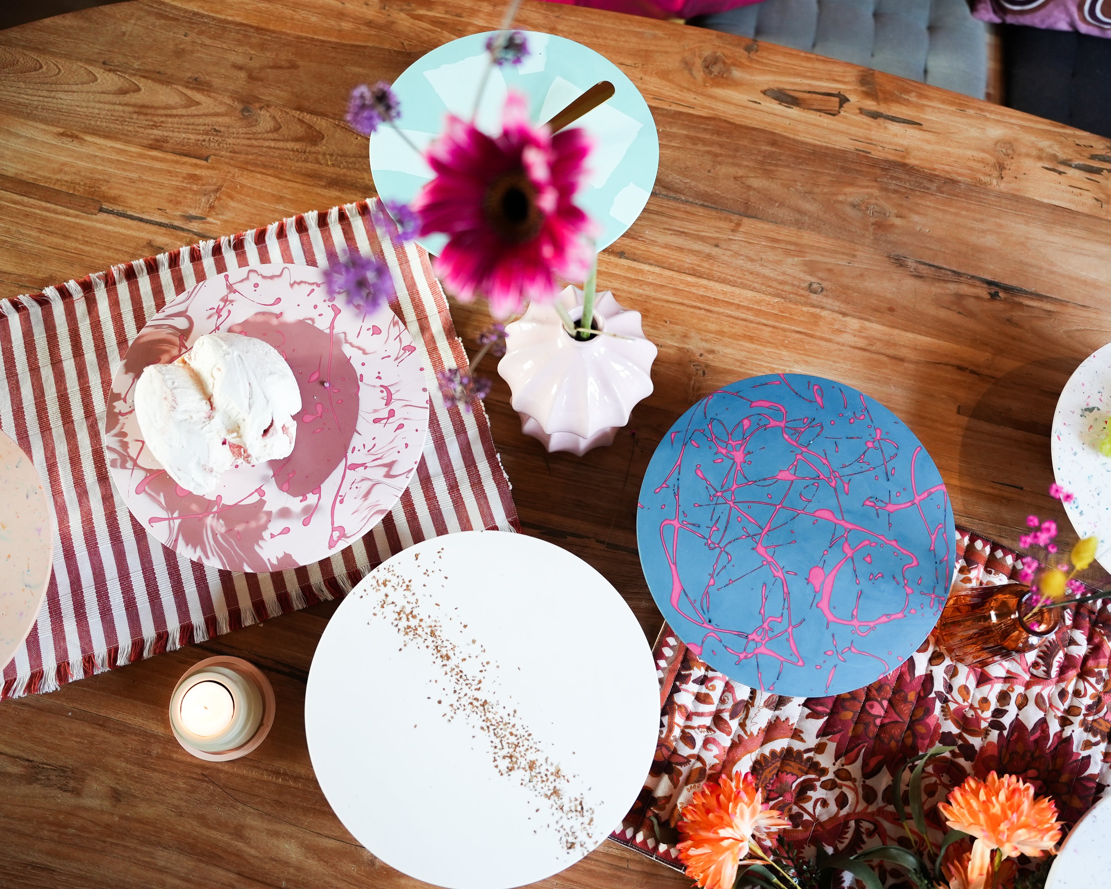 Cake plate Blue / pink