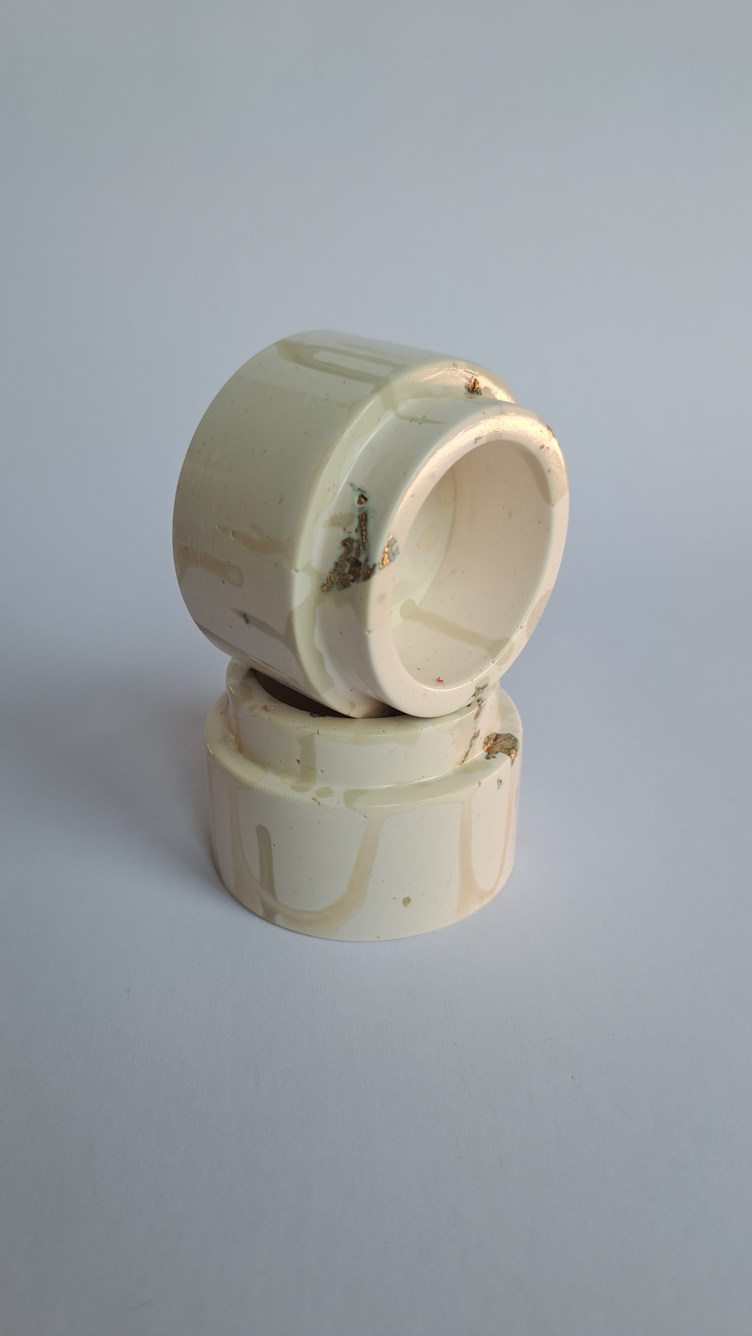 Kaarshouder Beige goud drip