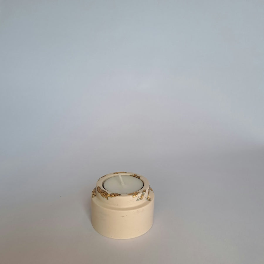 Candle holder white/gold