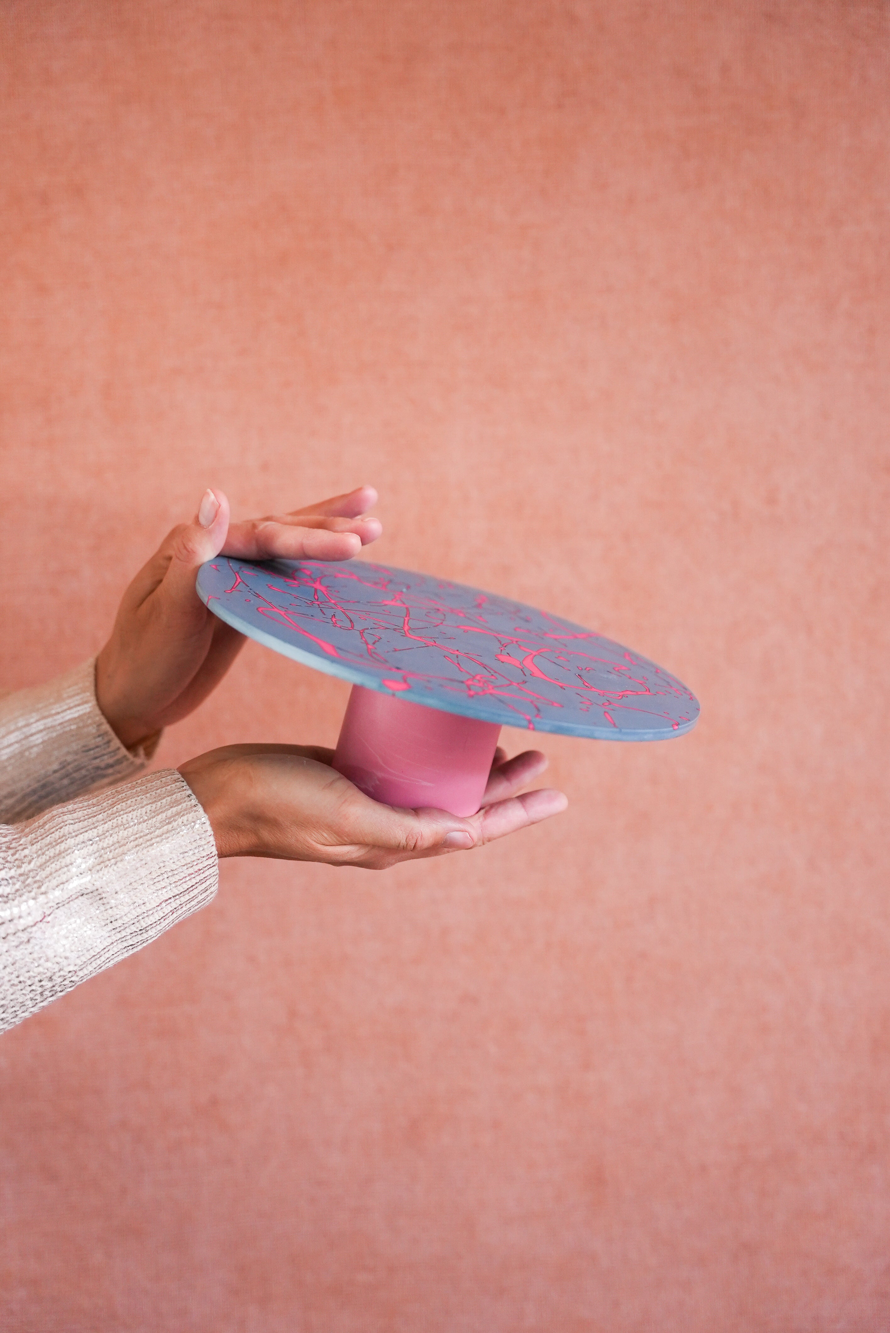 Cake plate Blue / pink