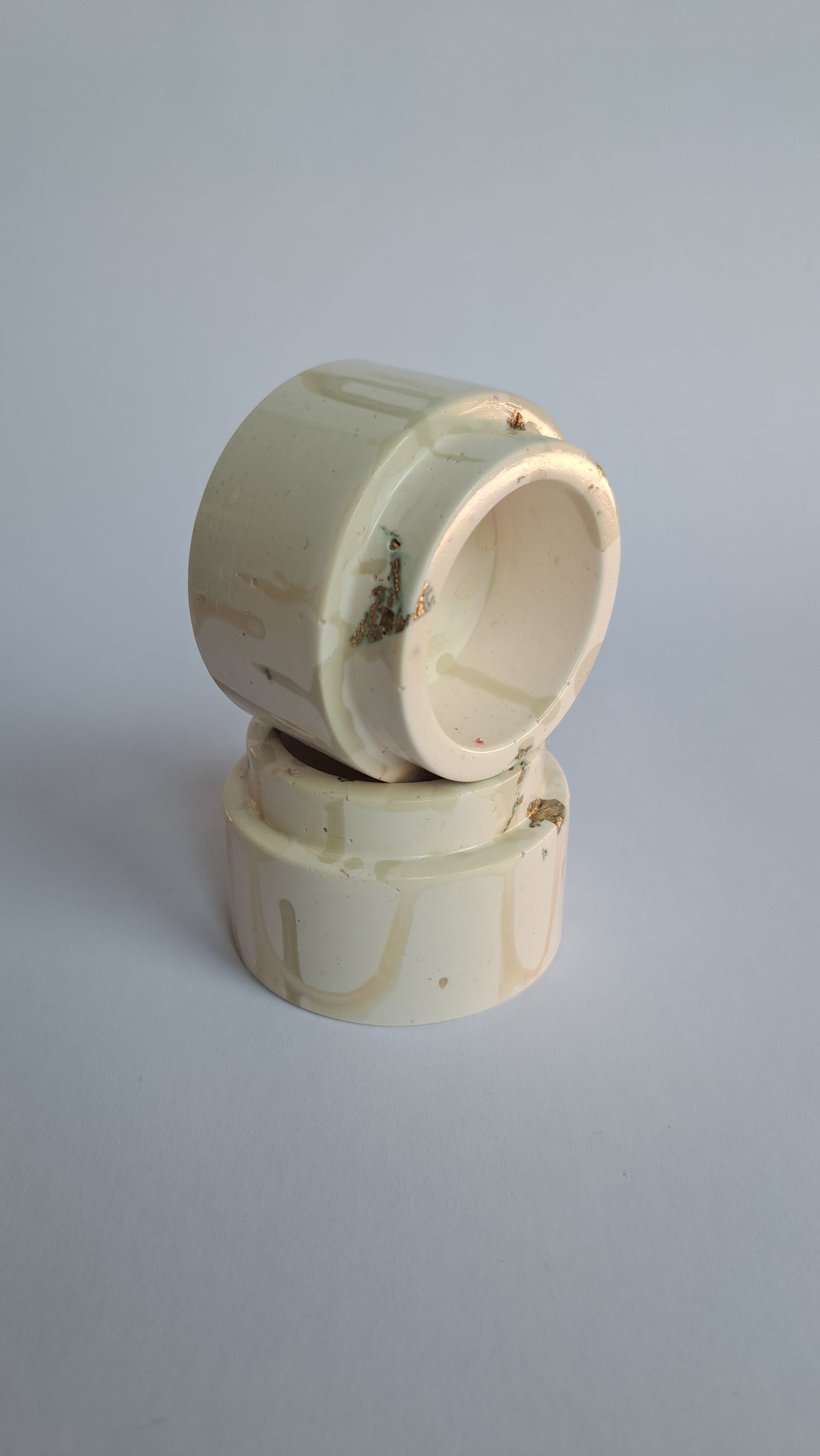 Kaarshouder Beige goud drip