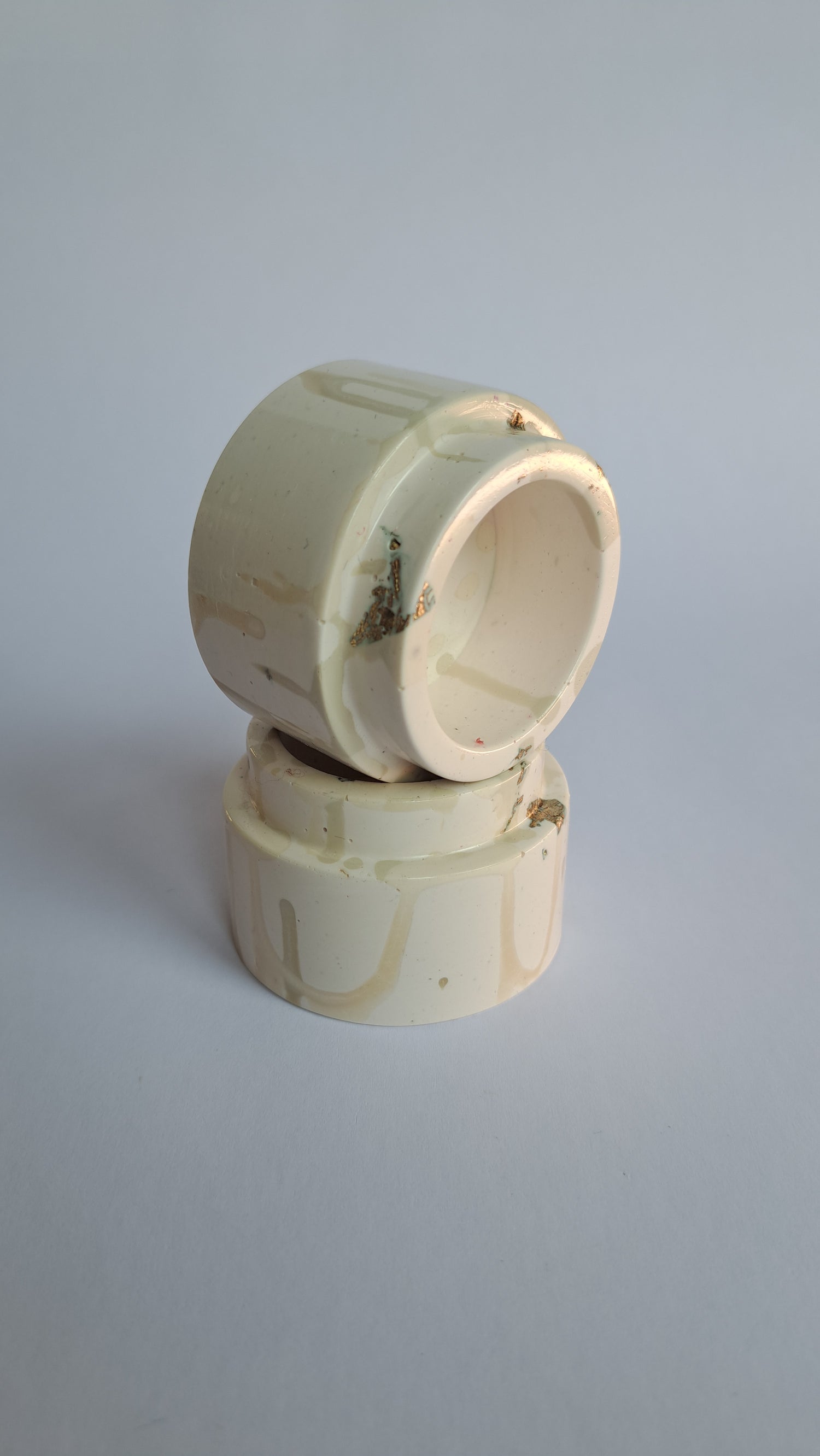Kaarshouder Beige goud drip