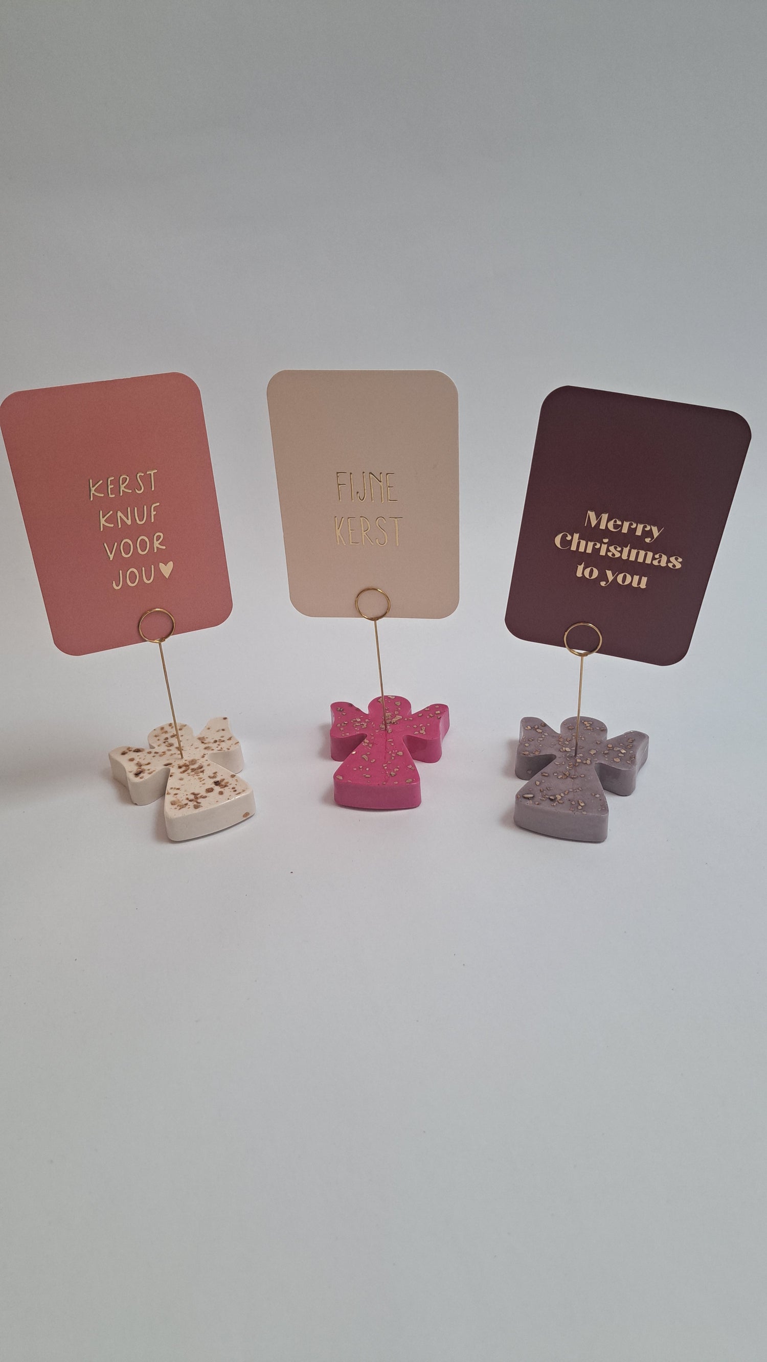 Kerstkaarthouder engel pink