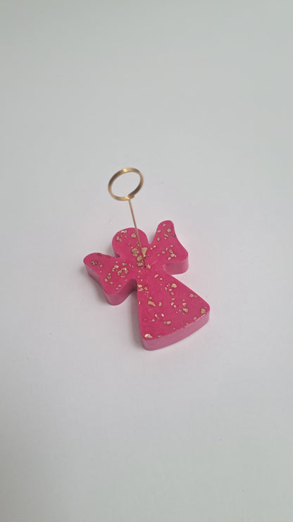 Kerstkaarthouder engel pink