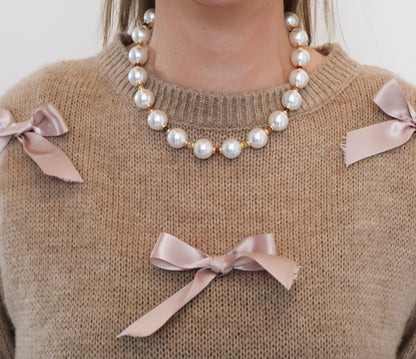Chunky parelketting met gouden details