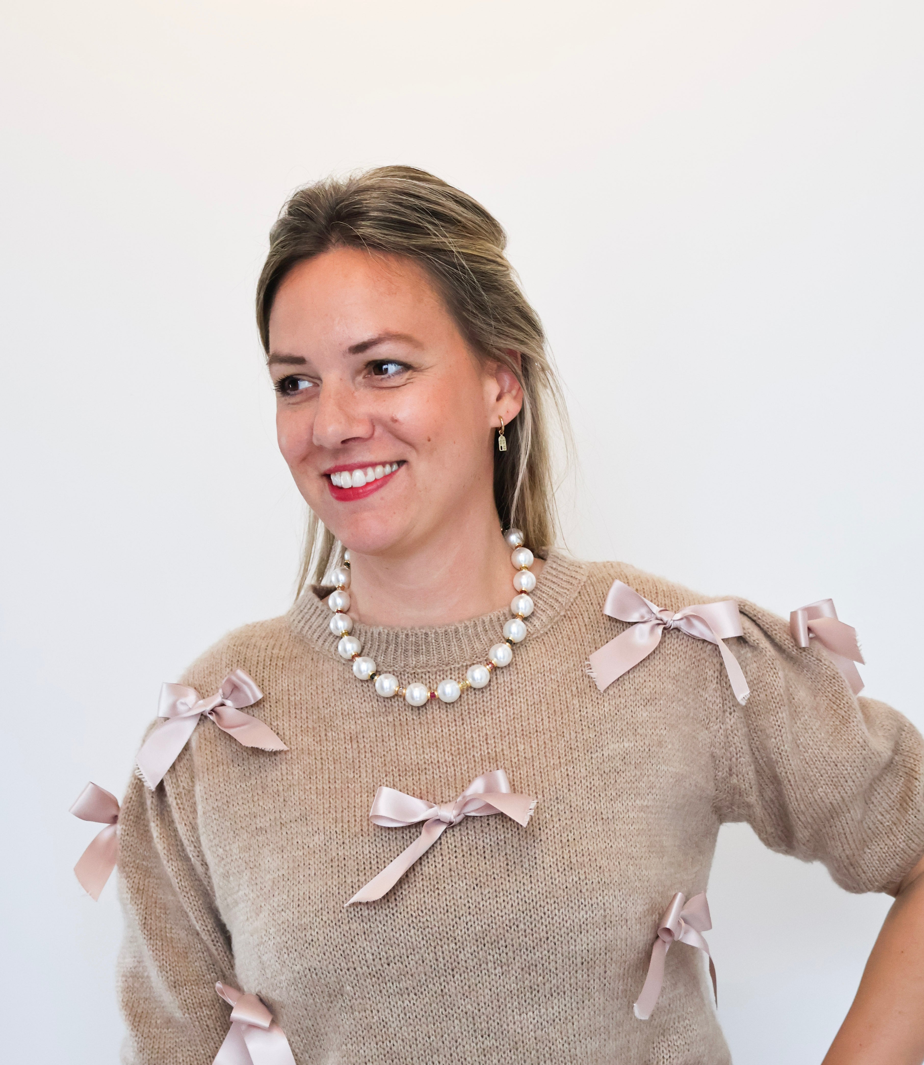 Chunky parelketting met gouden details