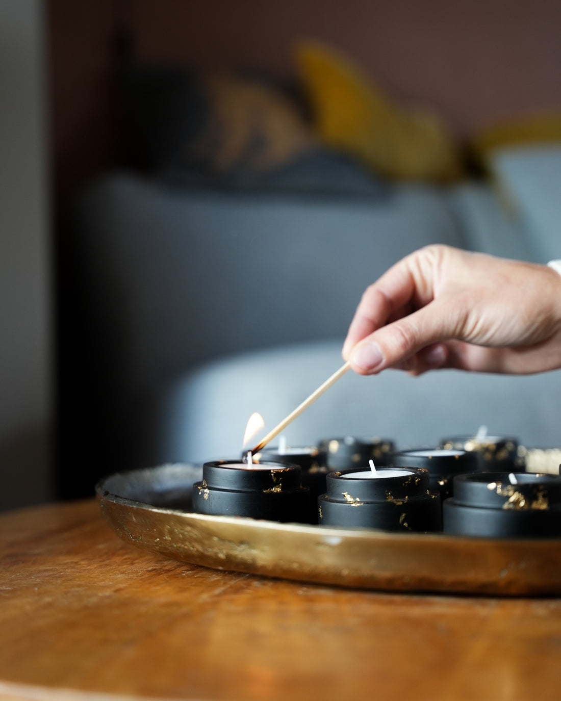 Candle holder black/gold